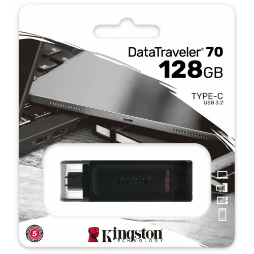 Карта USB3.0 128 GB Kingston DataTraveler 70 Type-C DT70/128GB черный