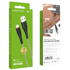 Кабель USB 2.0 A вилка - 8pin 1 м Borofone BX25 2.4A нейлон (Black)