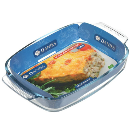 Форма для выпечки стекло DANIKS, прямоугольная, 34х22.4х6.4 см, 2.9 л (OCT-NR5607)(222738)