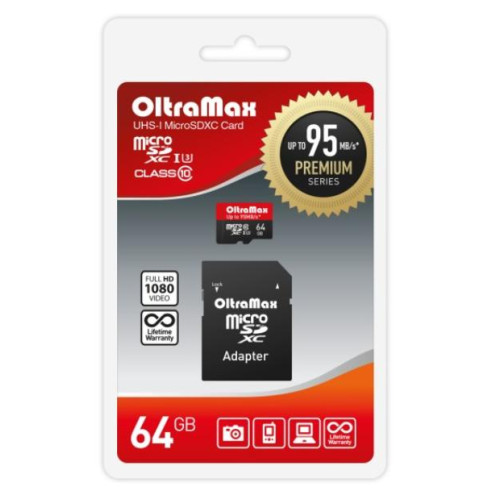 Карта micro-SD 64 GB OLTRAMAX OM064GCSDXC10UHS-1-PrU3