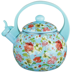 Чайник со свистком KELLI KL-4455, флоксы, эмаль, 2,5 л.