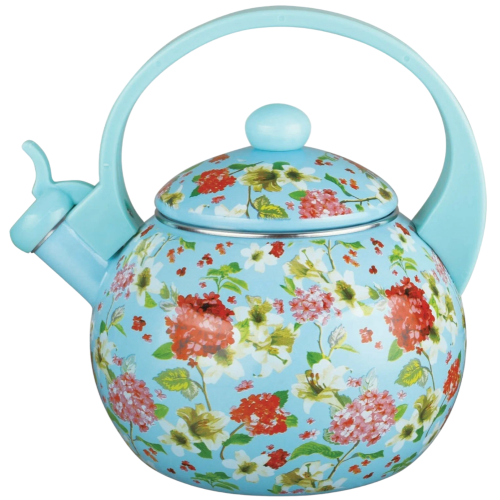 Чайник со свистком KELLI KL-4455, флоксы, эмаль, 2,5 л.
