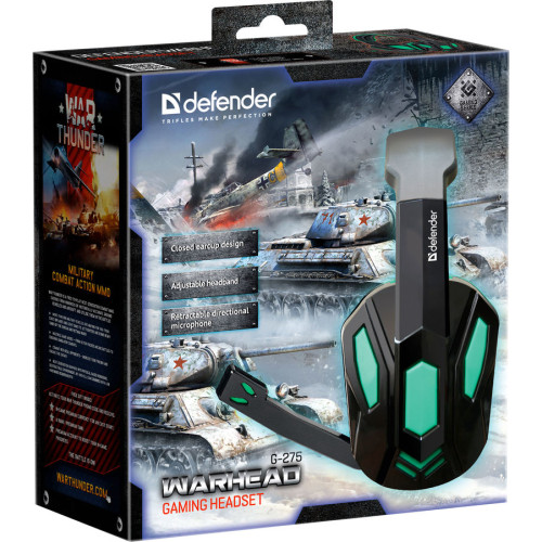 Гарнитура DEFENDER Warhead G-275 черный/зеленый