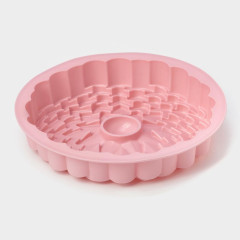 Форма для выпечки силикон Доляна «Хризантема», 22 см, розовый (630818)