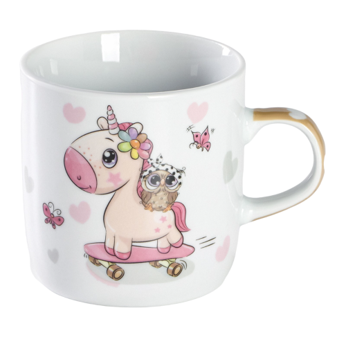 Кружка детская, 230 мл., керамика, ДОЛЯНА «Совёнок и единорог», белый (5034610)