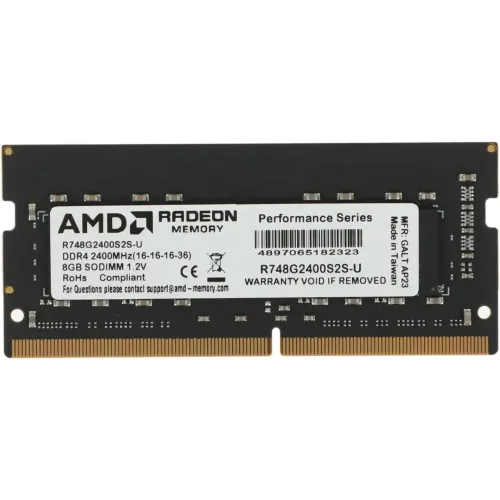 Память SO-DIMM DDR4 8192Mb 2400MHz AMD R748G2400S2S-U Radeon R7 Performance Series RTL PC4-19200 CL1