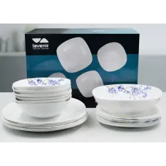 Набор столовый LAVENIR Каори, стеклокерамика, квадрат, 19 пр. (FQP A9-18103-3)