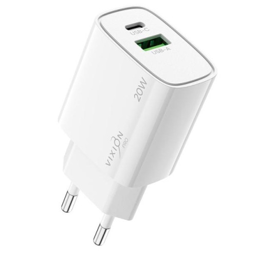 СЗУ Vixion VH-14i 3.0A QC3.0 + USB-C PD 20W PRO + кабель Lightning 8-pin белое