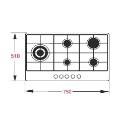 Стол газовый ATL 4 TB 90 RBK MSTGF (*7)