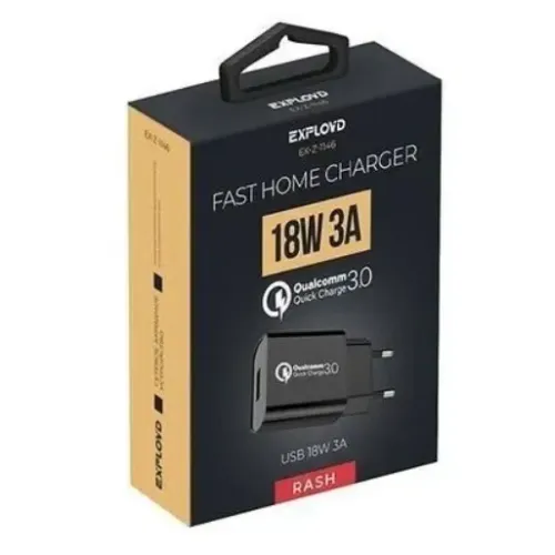 СЗУ EXPLOYD EX-Z-1146 ЗУ/1хUSB 3A/QC3.0/18W/ чёрный (*4)