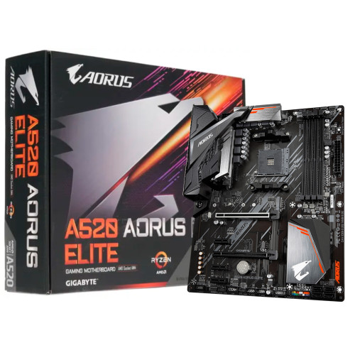 М/П SOC-AM4 Gigabyte A520 AORUS ELITE AMD A520 4xDDR4 ATX AC`97 8ch(7.1) GbLAN RAID+DV
