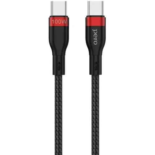 Кабель USB 3.0 Type-C - Type-C 1,5 м Pero DC-10 усиленный черный (*2)