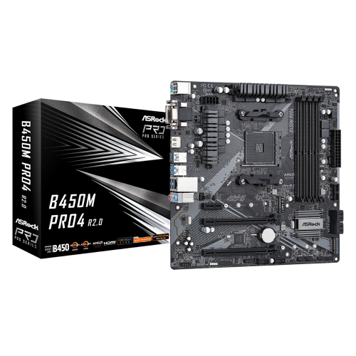 М/П SOC-AM4 Asrock B450M PRO4 R2.0 AMD B450 4xDDR4 mATX