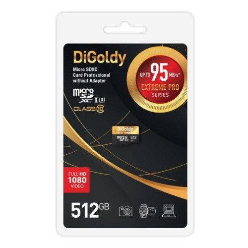 Карта micro-SD 512 GB DIGOLDY Class 10 UHS-1 Extreme Pro (U3) (DG512GCSDXC10UHS-1-ElU3 w)
