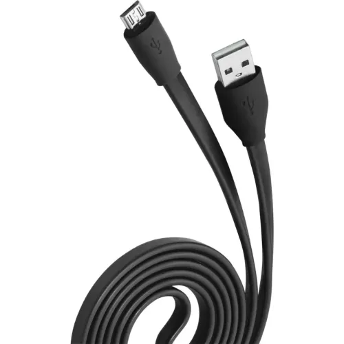 Кабель USB 2.0 A вилка - microUSB 1 м OLMIO 2.1A плоский черный