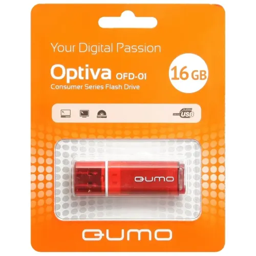 Карта USB2.0 16 GB Qumo Optiva QM16GUD-OP1 красный