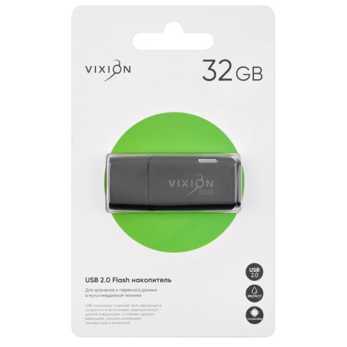 Карта USB2.0 32 GB Vixion Shark Eyes черный