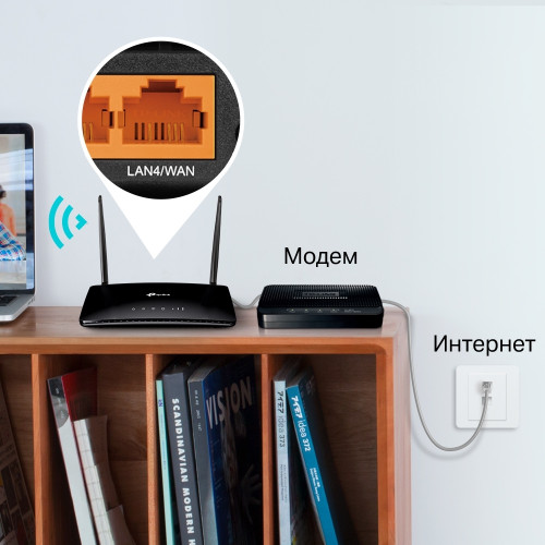 Маршрутизатор TP-LINK TL-MR6400 N300 10/100BASE-TX/4G cat.4 черный