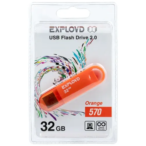 Карта USB2.0 32 GB EXPLOYD 570 оранжевый