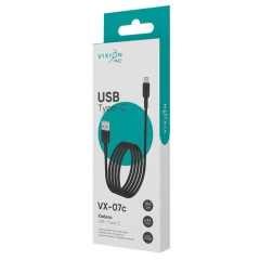 Кабель USB 2.0 A вилка - Type C 1 м  Vixion VX-07c PRO 2.4A черный