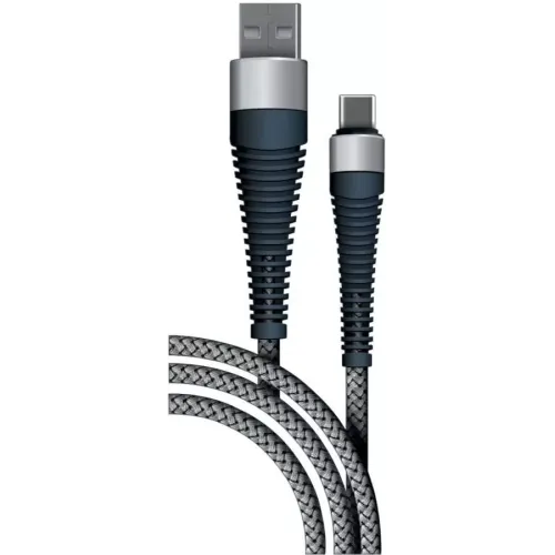 Кабель USB 3.0  Type-C to Type-C 1 м Borasco 2A 65W PD Fishbone усиленный серый