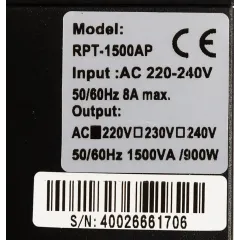 ИБП Powercom RAPTOR RPT-1500AP черный