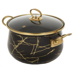 Кастрюля Daniks Черный мрамор, эмаль, индукция, 4.5 л (Y4-8969)(484349)