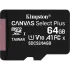 Карта micro-SD 64 GB Kingston Class10 CanvasSelect Plus + adapter