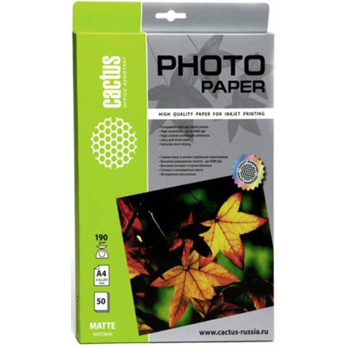 Бумага Cactus A4 CS-MA419050 A4/190г/м2/50л./белый матовое для струйной печати