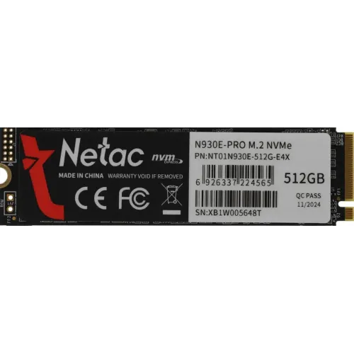 SSD M.2 512Gb Netac PCI-E 3.0 x4 2280 NT01N930E-512G-E4X N930E Pro