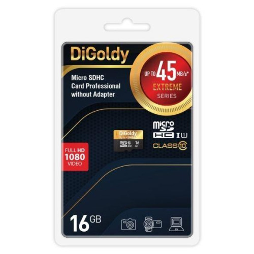 Карта micro-SD 16 GB DIGOLDY Class 10 UHS-1 Extreme (DG016GCSDHC10UHS-1-ElU1 w)
