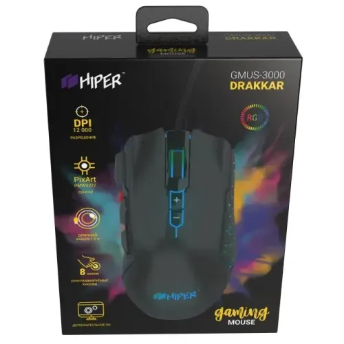 Мышь Hiper DRAKKAR GMUS-3000 черный игровая 