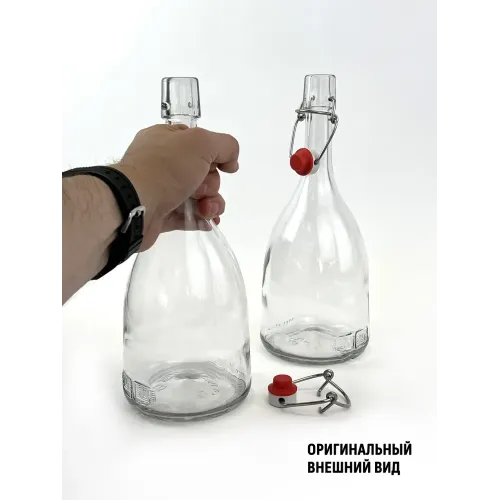 Бутылка с бугельной пробкой, прозрачная, 1 л.(Бабл)