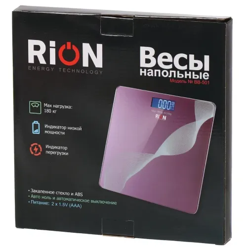 Весы напольные электронные Rion, Спорт, BB-501, розовые (467763)
