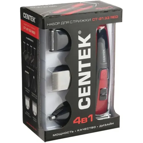 Машинка для стрижки CENTEK CT-2133 красный (акб)