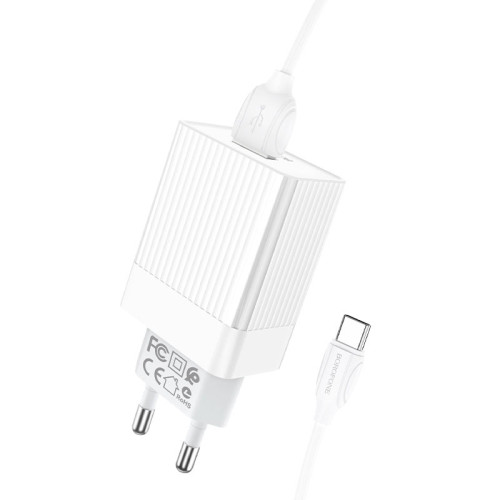 СЗУ BOROFONE 3.0A Type-C  PD 18W BA47A+ кабель белое