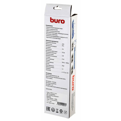 Фильтр сетевой Buro 600SH-16-1.8-W 1.8м (6 розеток) белый