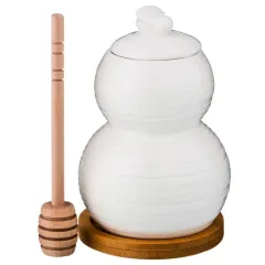 Банка д/меда Lefard, Native, фарфор., с ложкой, 350мл, белая, 587-129 (372207)