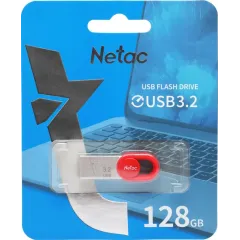 Карта USB3.2 128 GB NETAC UM2 NT03UM2N-128G-32RE серебристый/красный