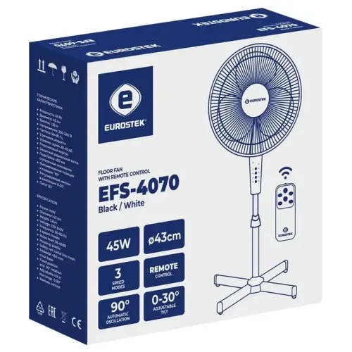 Вентилятор напольный Eurostek EFS-4070 White (с ПДУ)
