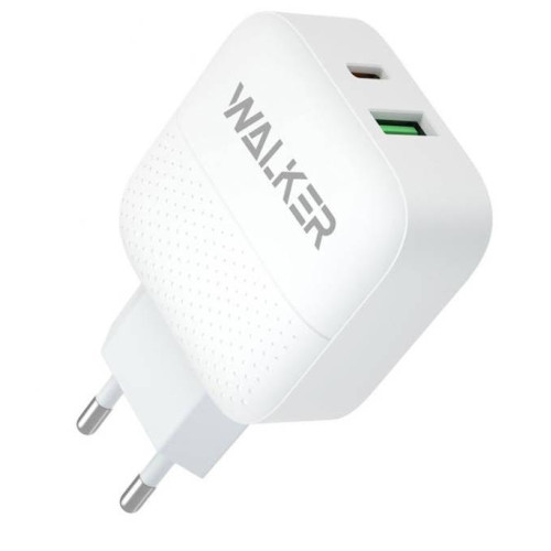 СЗУ WALKER 3А WH-37 18Вт, USB/Type-C, поддержка QC+PD, белое