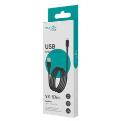 Кабель USB 2.0 A вилка - microUSB 1 м Vixion 2.4A VX-07m PRO черный