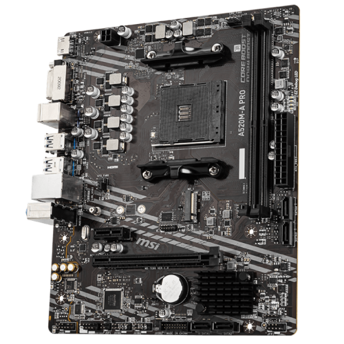 М/П SOC-AM4 MSI A520M-A PRO AMD A520 2xDDR4 mATX AC`97 8ch(7.1) GbLAN RAID+DVI+HDMI