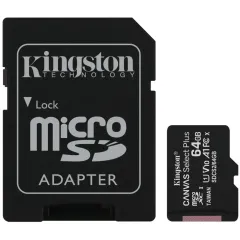 Карта micro-SD 64 GB Kingston Class10 CanvasSelect Plus + adapter