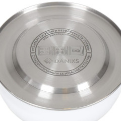Чайник со свистком Daniks MSY-078W, индукция, нерж., белый, дер.ручка, 2,5 л.(363391)