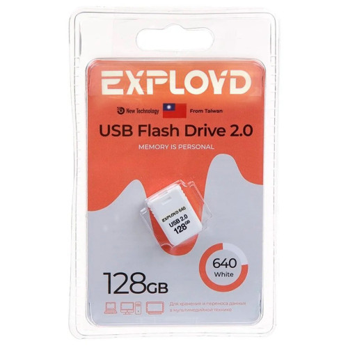 Карта USB2.0 128 GB EXPLOYD 640 белый