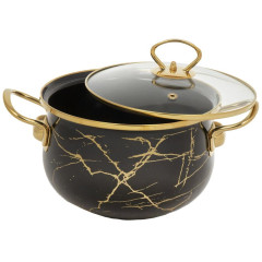 Кастрюля Daniks Черный мрамор, эмаль, индукция, 3.5 л (Y4-8968)(484348)