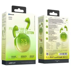Гарнитура Bluetooth ACEFAST T9 Crystal color (Air)  зеленое авокадо (*9)