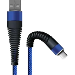 Кабель USB 2.0 A вилка - microUSB 1 м Borasco 3А Fishbone усиленный темно-синий