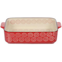 Форма для выпечки керамика Daniks Круги на красном, фигурная, 30.5х21х6.5 см (Y6-10298)(462726)